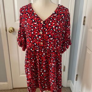 Red leopard baby doll top